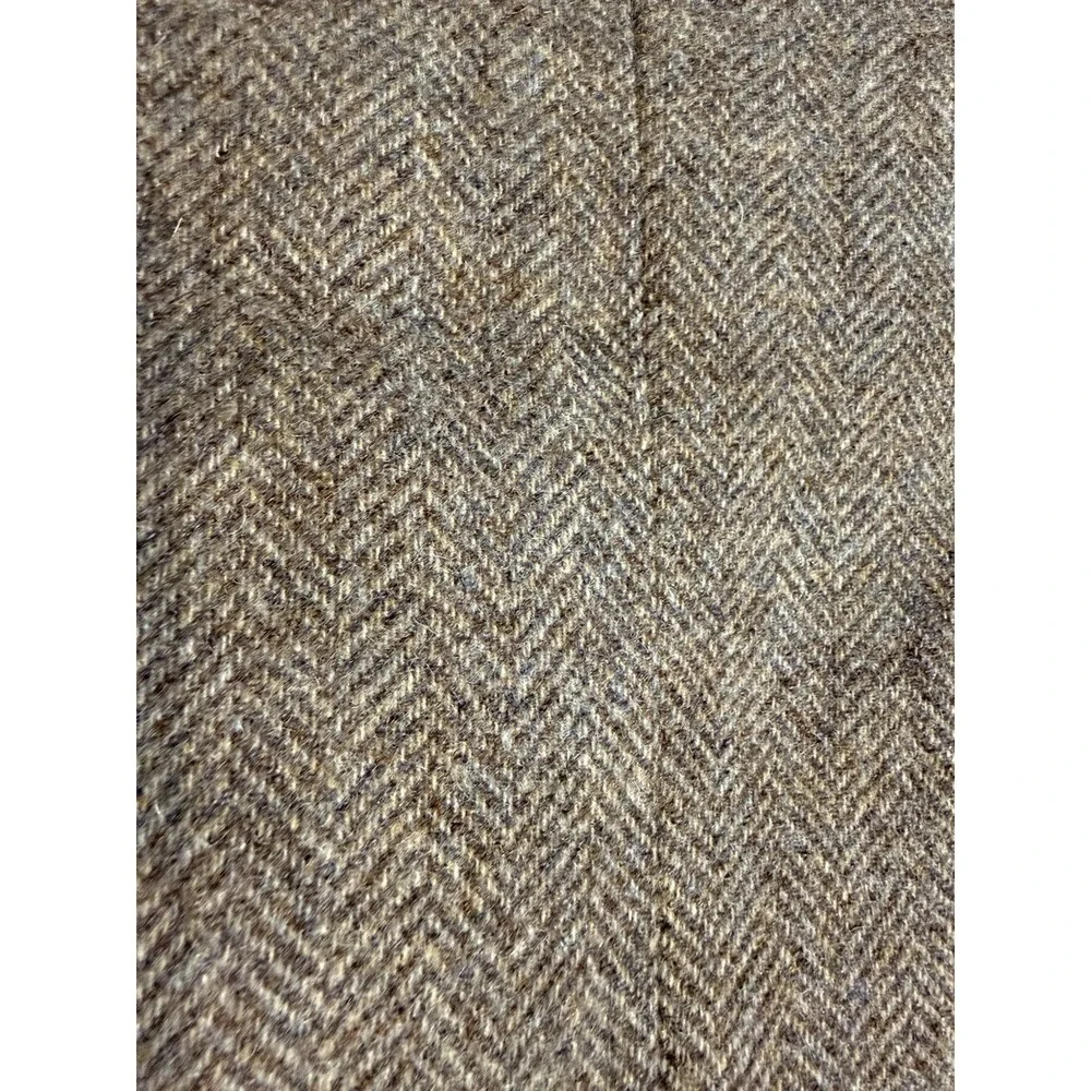 Haggar Imperial Blazer 42L Brown Herringbone‎ Wool Tweed Sport Coat USA Made